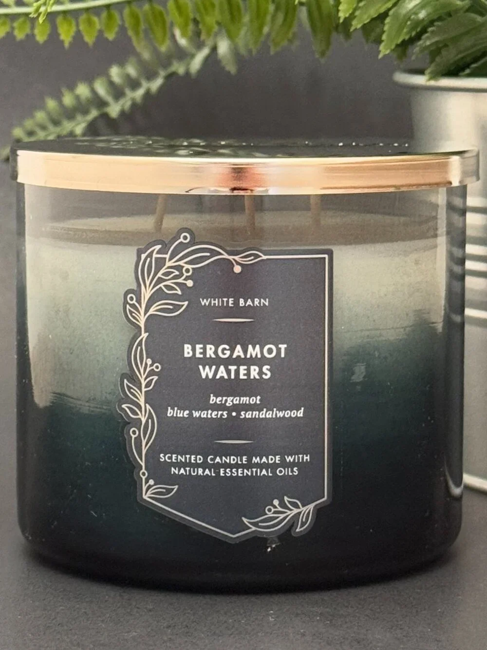 BBW Bergamot Waters White Barn Bath & Body Works 3 Wick Candle - Picture 1 of 10